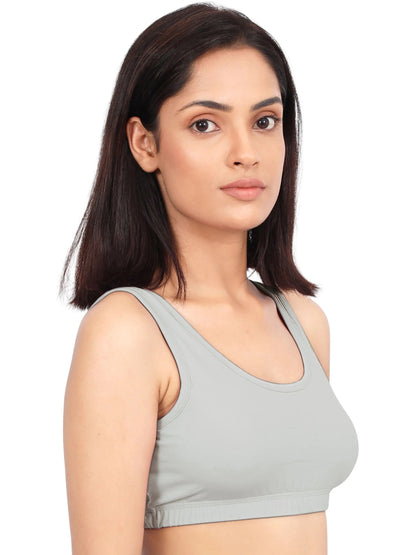 D'CHICA Essentials Double-Layer Broad Strap Cotton Sports Bra | Non-Padded | Unicorn Print & Solid D'chica