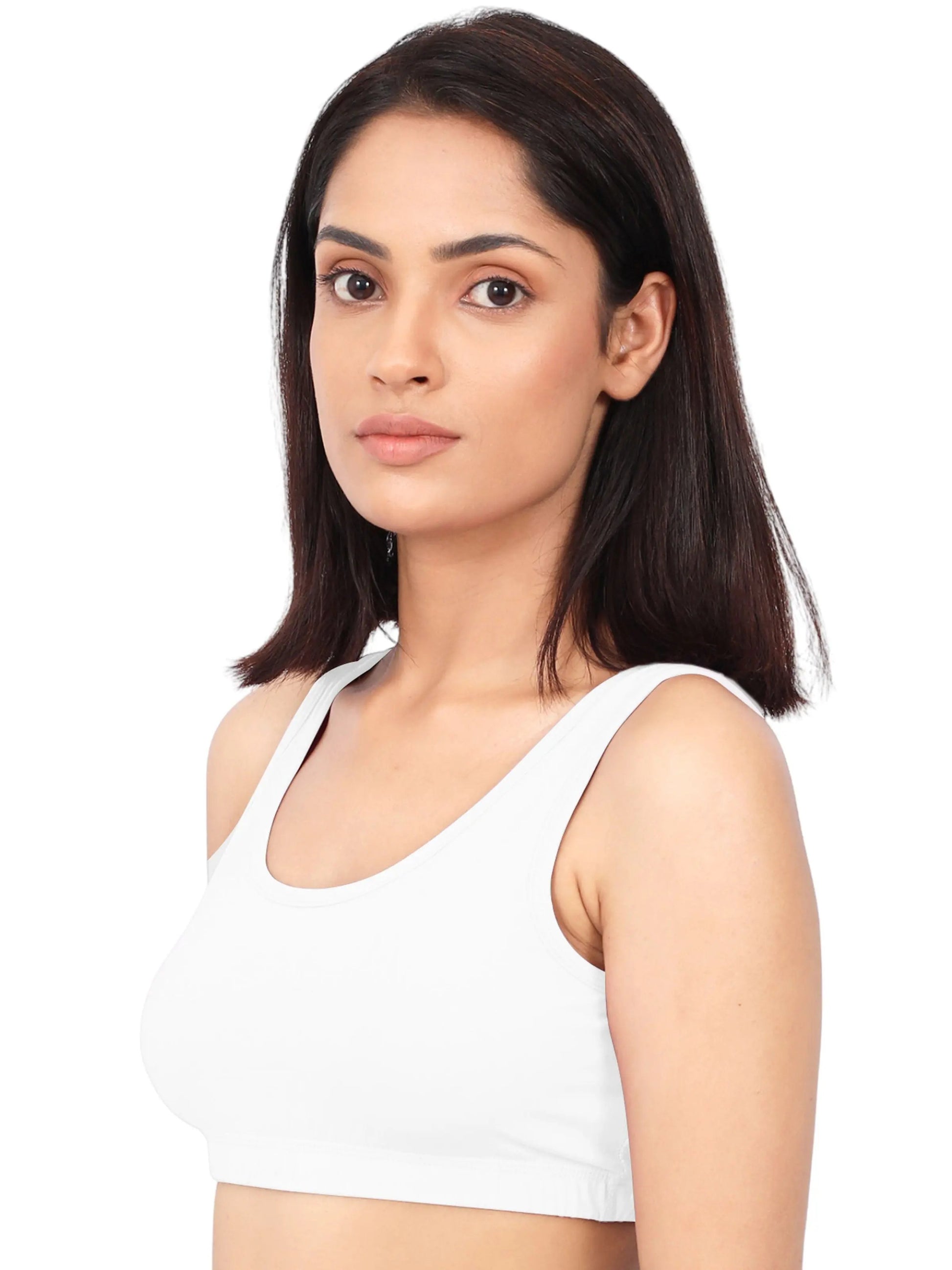 D'CHICA Essentials Double-Layer Broad & Thin Strap Sports Bra | Everyday Bra for Young Women | Solid pack of 3 D'chica