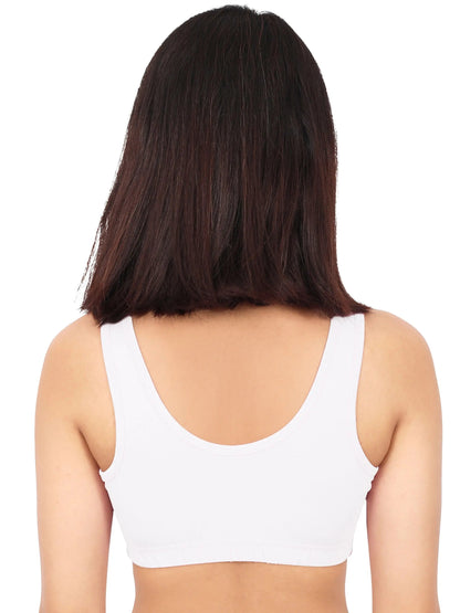 D'CHICA Essentials Double-Layer Broad & Thin Strap Sports Bra | Everyday Bra for Young Women | Solid pack of 3 D'chica