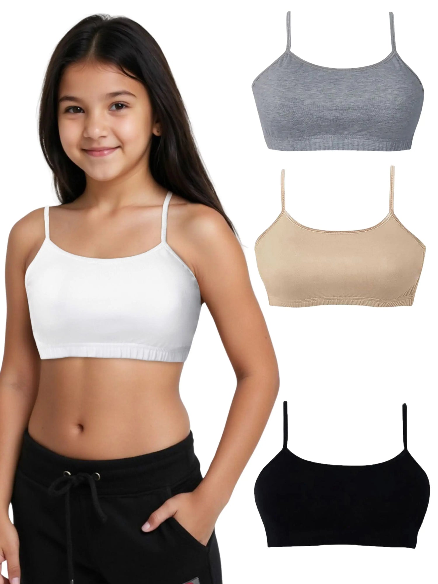 D'CHICA Essentials Double-Layer Thin Strap Cotton Sports Bra | Non-Padded Beginner Bra | Printed & Solid Bra D'chica
