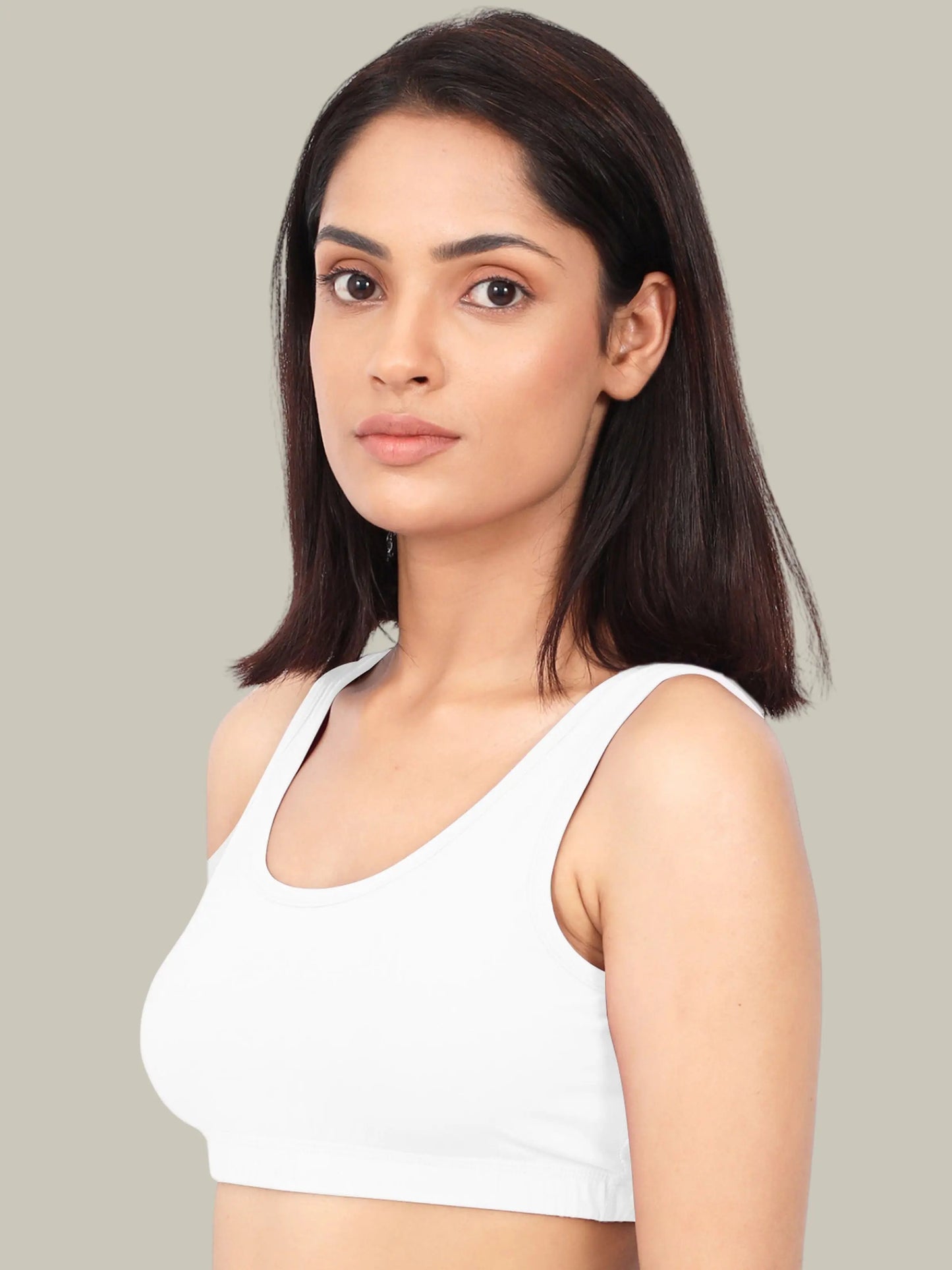 D'CHICA Essentials Double-layer Broad & Thin Strap Cotton Sports Bra | Non Padded Bra For Young Women | Solid Bra Pack of 4 D'chica