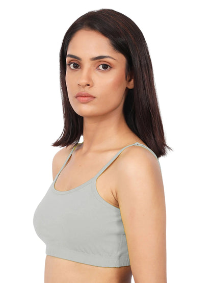 D'CHICA Essentials Double-layer Broad & Thin Strap Cotton Sports Bra | Non Padded Bra For Young Women | Solid Bra Pack of 4 D'chica