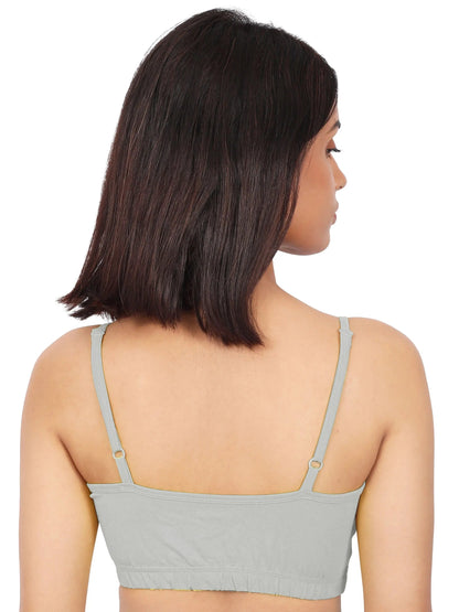 D'CHICA Essentials Double-layer Broad & Thin Strap Cotton Sports Bra | Non Padded Bra For Young Women | Solid Bra Pack of 4 D'chica