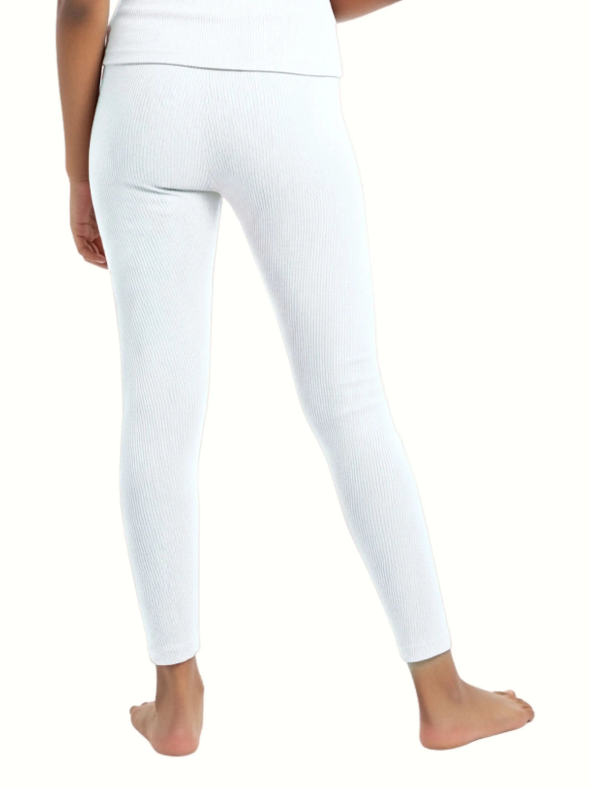 D'CHICA Essentials Regular Fit Warm Thermal Leggings | White Winterwear For Young Women | Set of 1 D'chica