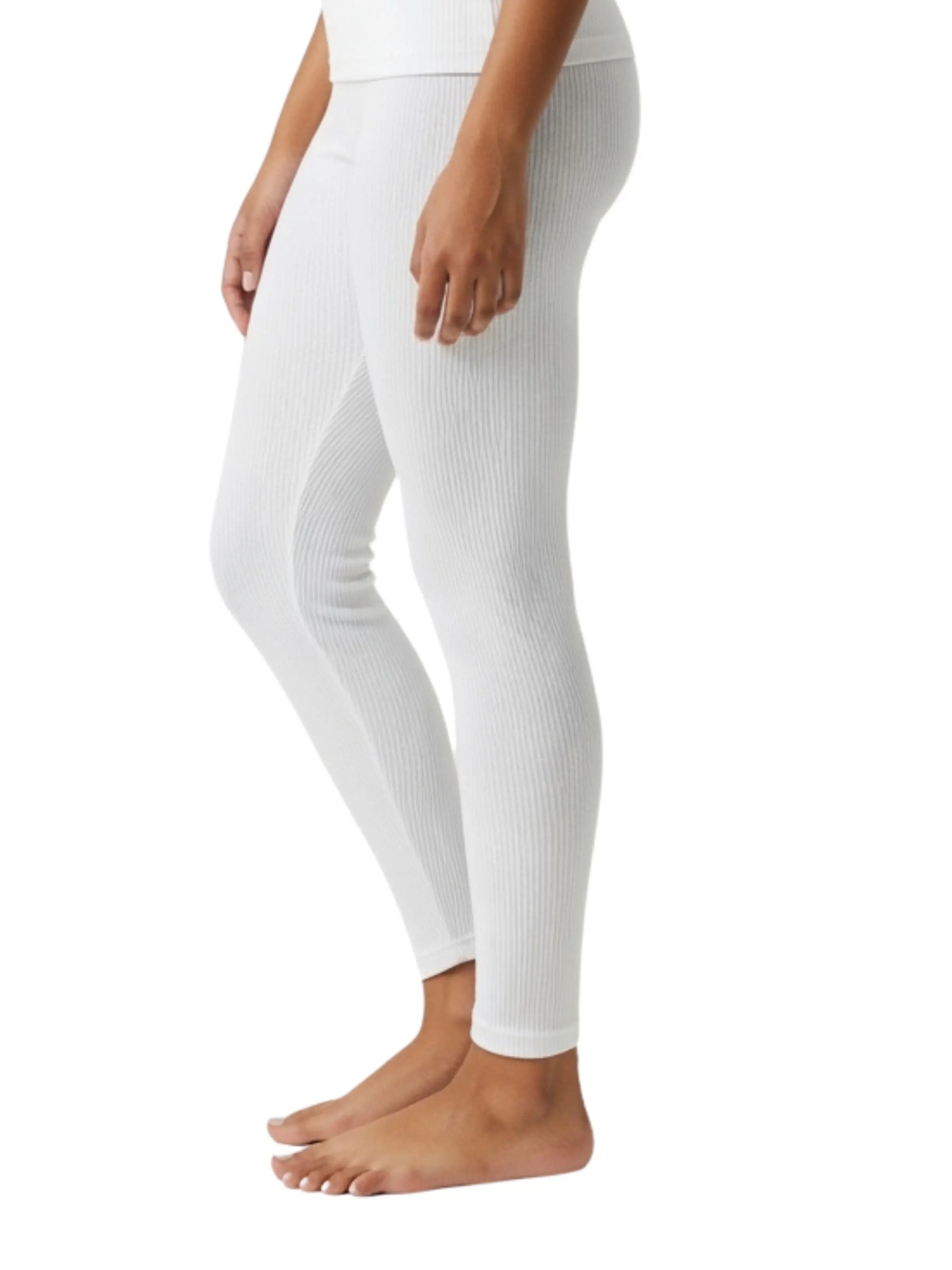 D'CHICA Essentials Regular Fit Warm Thermal Leggings | White Winterwear For Young Women | Set of 1 D'chica