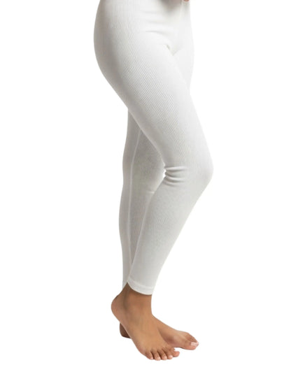 D'CHICA Essentials Regular Fit Warm Thermal Leggings | White Winterwear For Young Women | Set of 1 D'chica