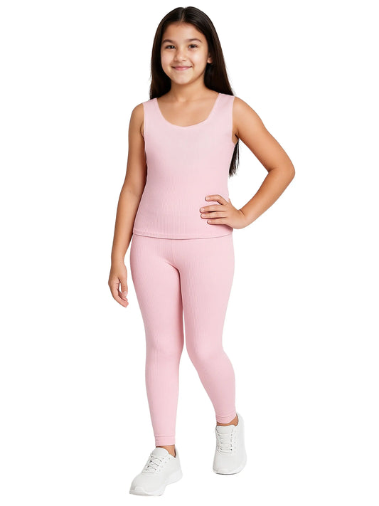 D'CHICA Essentials Regular Fit Warm Thermal Set | Pink Winterwear For Girls | Set of 1 D'chica
