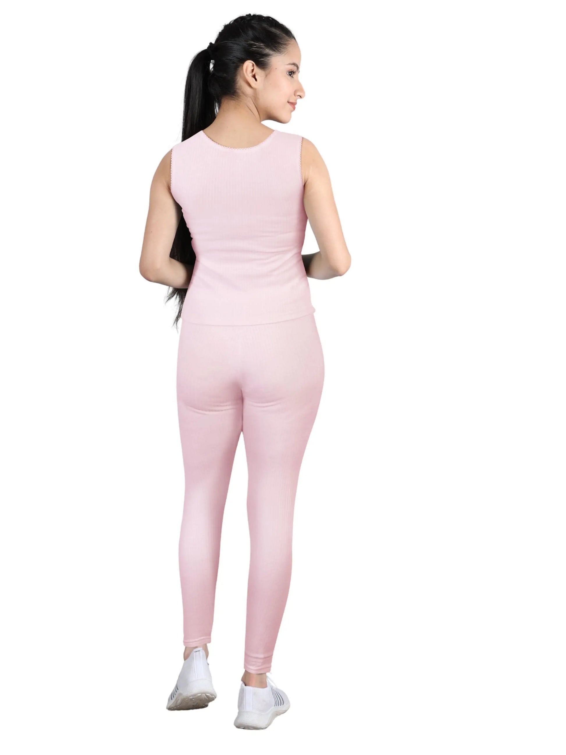 D'CHICA Essentials Regular Fit Warm Thermal Set | Pink Winterwear For Girls | Set of 1 D'chica