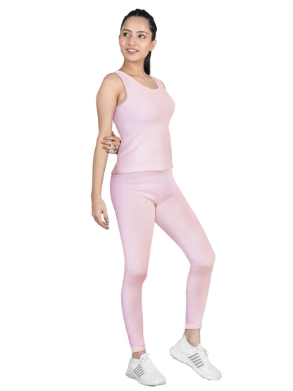 D'CHICA Essentials Regular Fit Warm Thermal Set | Pink Winterwear For Girls | Set of 1 D'chica