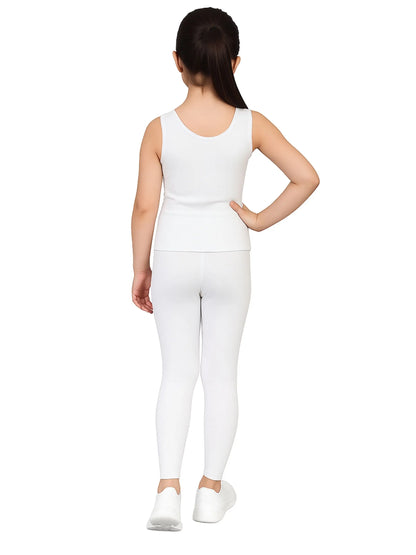 D'CHICA Essentials Regular Fit Warm Thermal Set | White Thermal Tank Top & Leggings For Girls & Young Women | Set of 2 D'chica