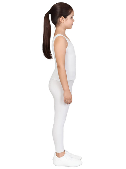 D'CHICA Essentials Regular Fit Warm Thermal Set | White Thermal Tank Top & Leggings For Girls & Young Women | Set of 2 D'chica