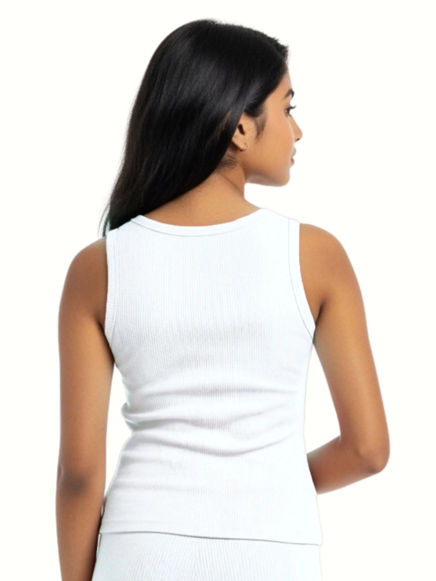 D'CHICA Essentials Round Neck Sleeveless Thermal Tank Top | White Winterwear For Womens | Set of 2 D'chica