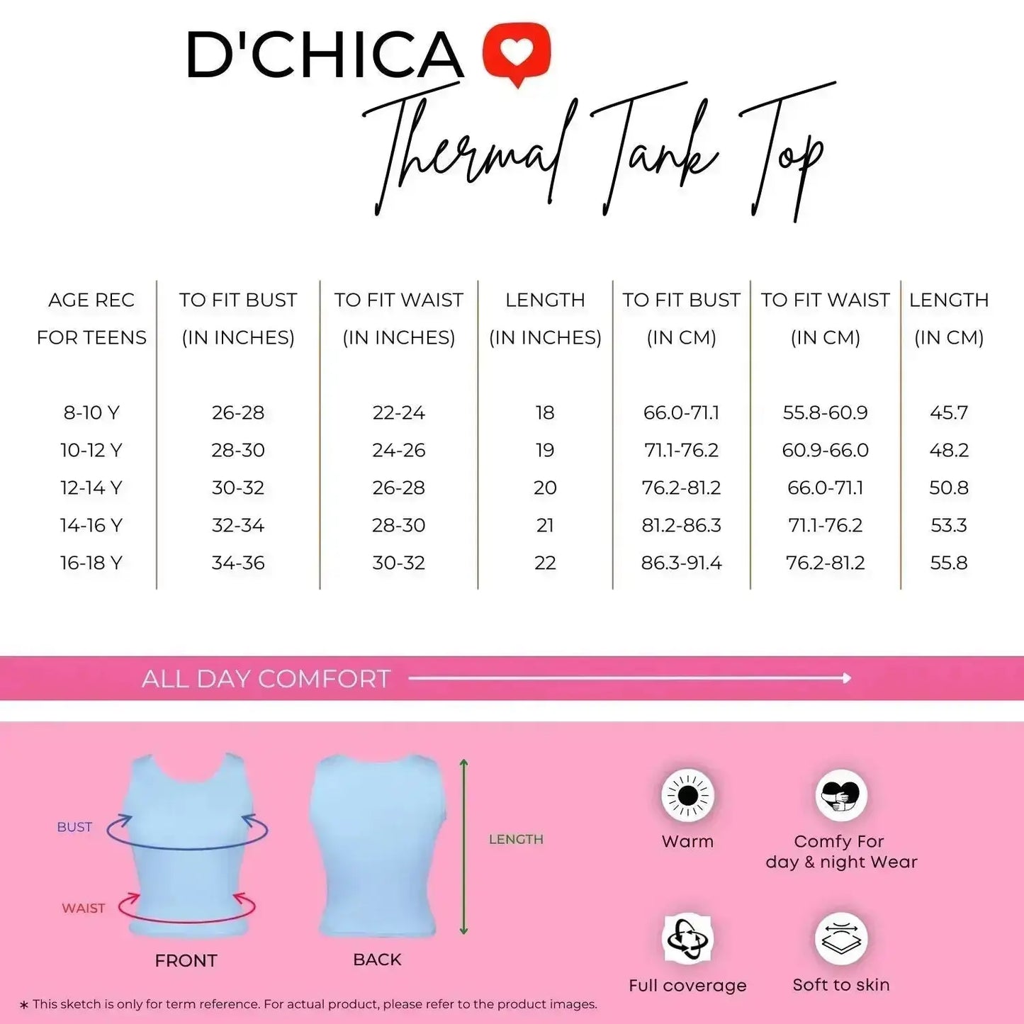 D'CHICA Essentials Round Neck Sleeveless Thermal Tank Top | White Winterwear For Girls | Set of 2 D'chica