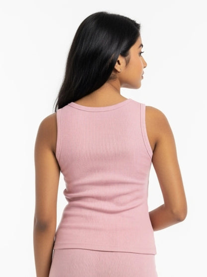 D'CHICA Essentials Round Neck Sleeveless Thermal Tank Top | White & Pink Winterwear For Womens | Set of 2 D'chica