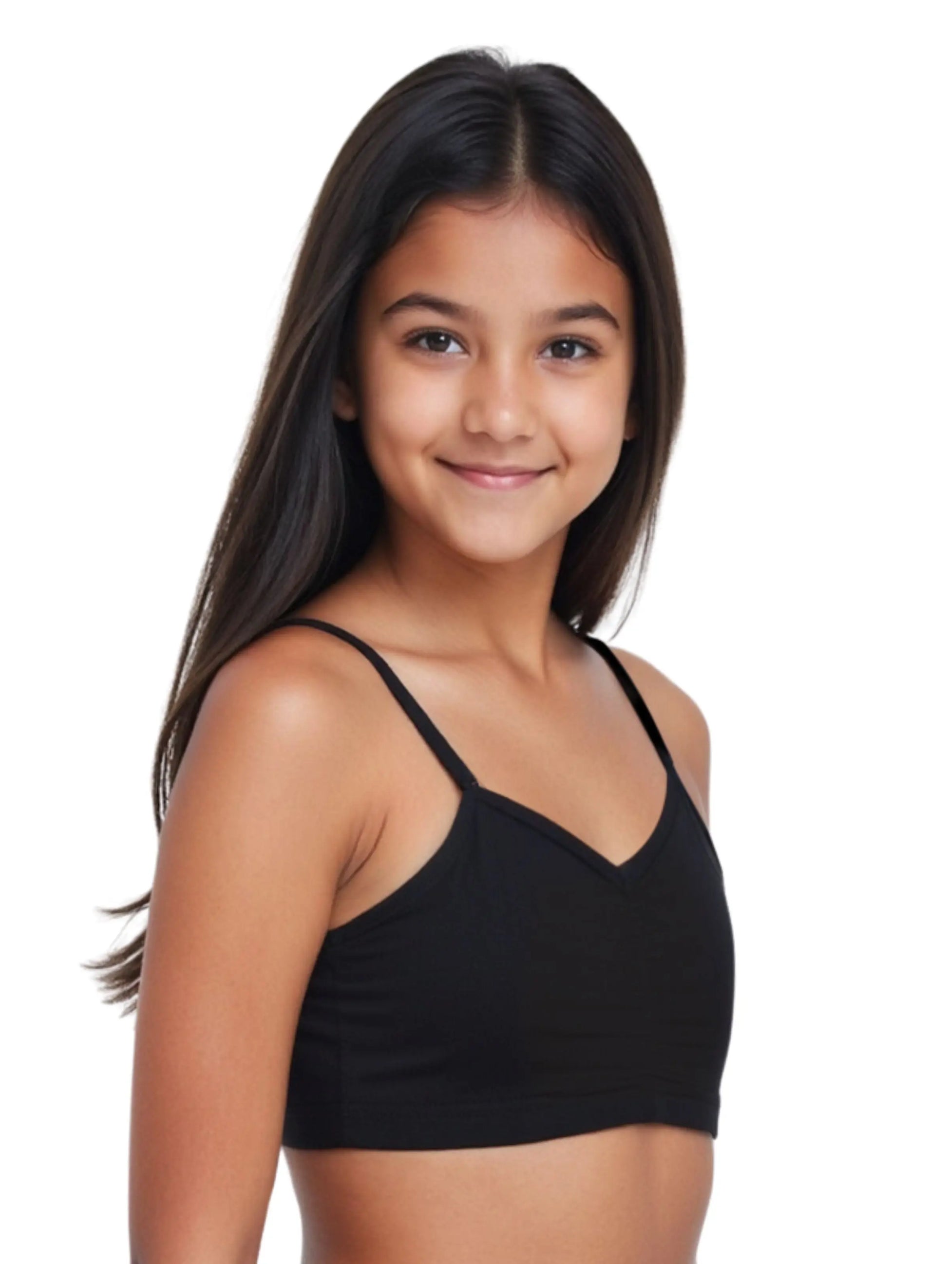 D'CHICA Essentials Thin Strap Cotton Padded Sports Bra for Girls | Removable Pads | Elasticated Underbrand | Good Support | Full Coverage Pack of 2 | Grey & Black Sports Bra D'chica