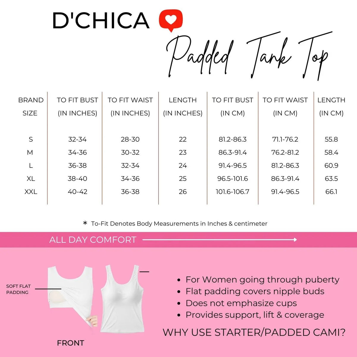 D'chica Essentials Padded Tank Top For Women's Gray | Soft & Supportive Fit for Daily Wear | Pack of 1 D'chica