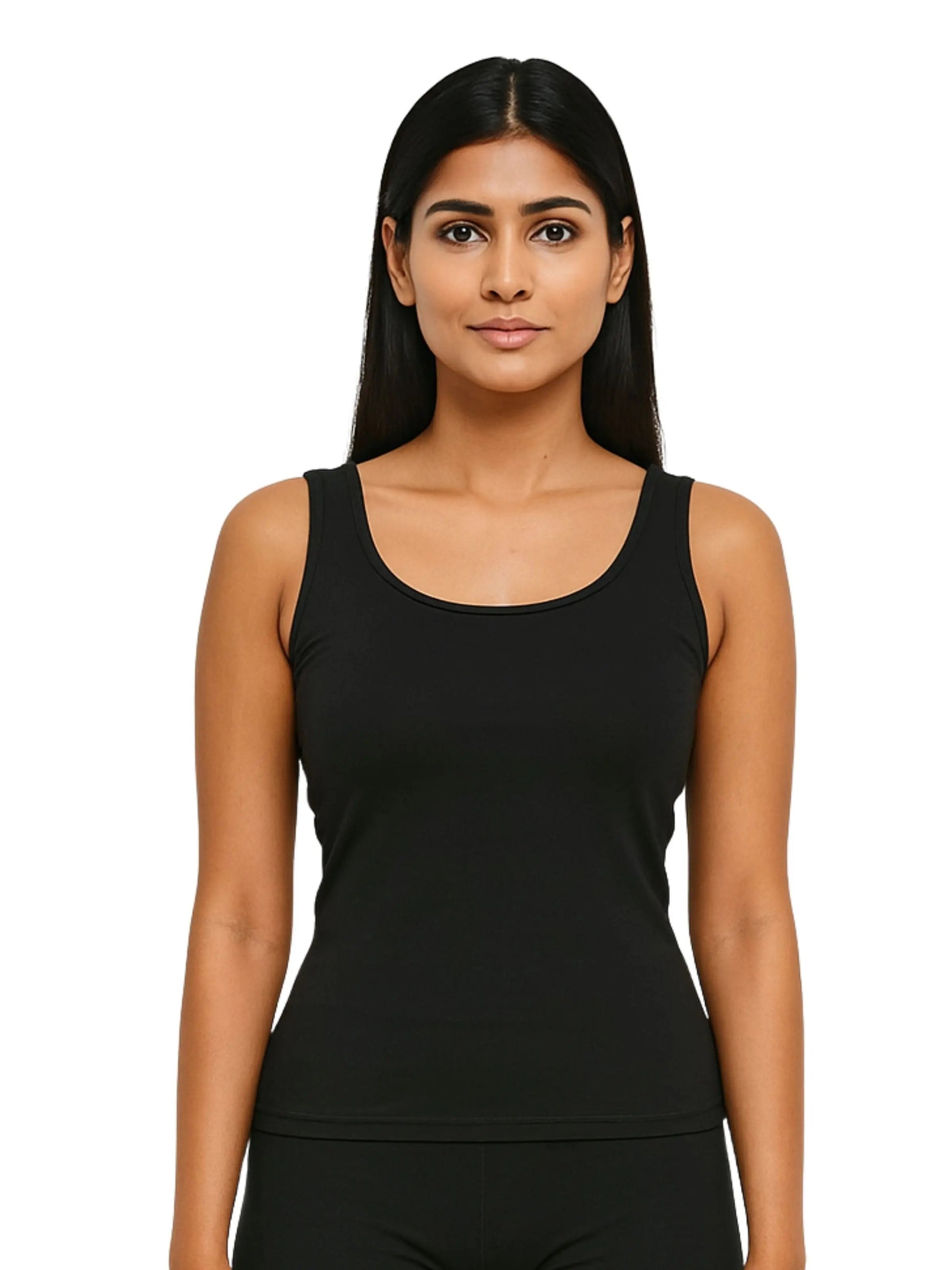 Dchica Essentials Padded Tank Top For Women's Skin & Black | Soft & Supportive Fit for Daily Wear | Pack of 2 D'chica