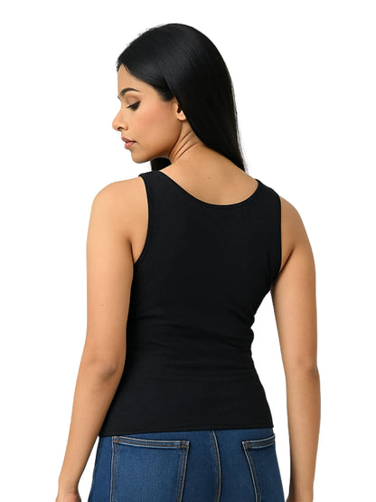 Dchica Essentials Padded Tank Top For Women's Skin & Black | Soft & Supportive Fit for Daily Wear | Pack of 2 D'chica