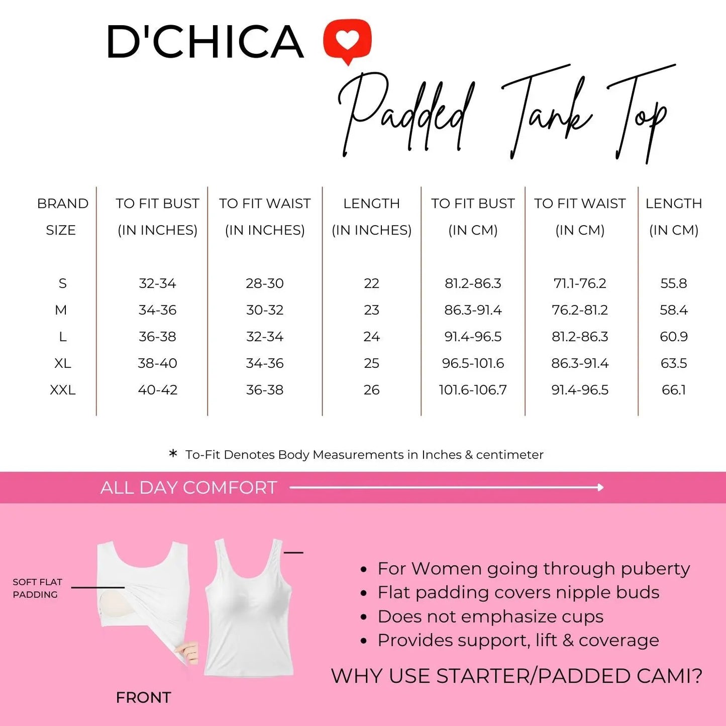 Dchica Essentials Padded Tank Top For Women's Skin & Black | Soft & Supportive Fit for Daily Wear | Pack of 2 D'chica