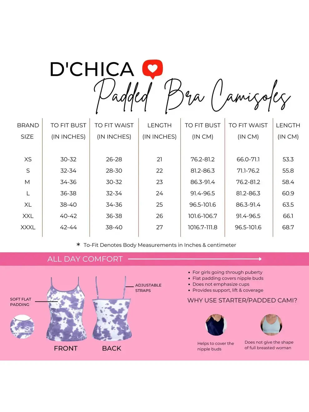 D'chica Essentials Multicolour High Coverage Cotton Camisole Bra for Women | Foam Padded with Adjustable Straps | Pack of  3 D'chica Essentials