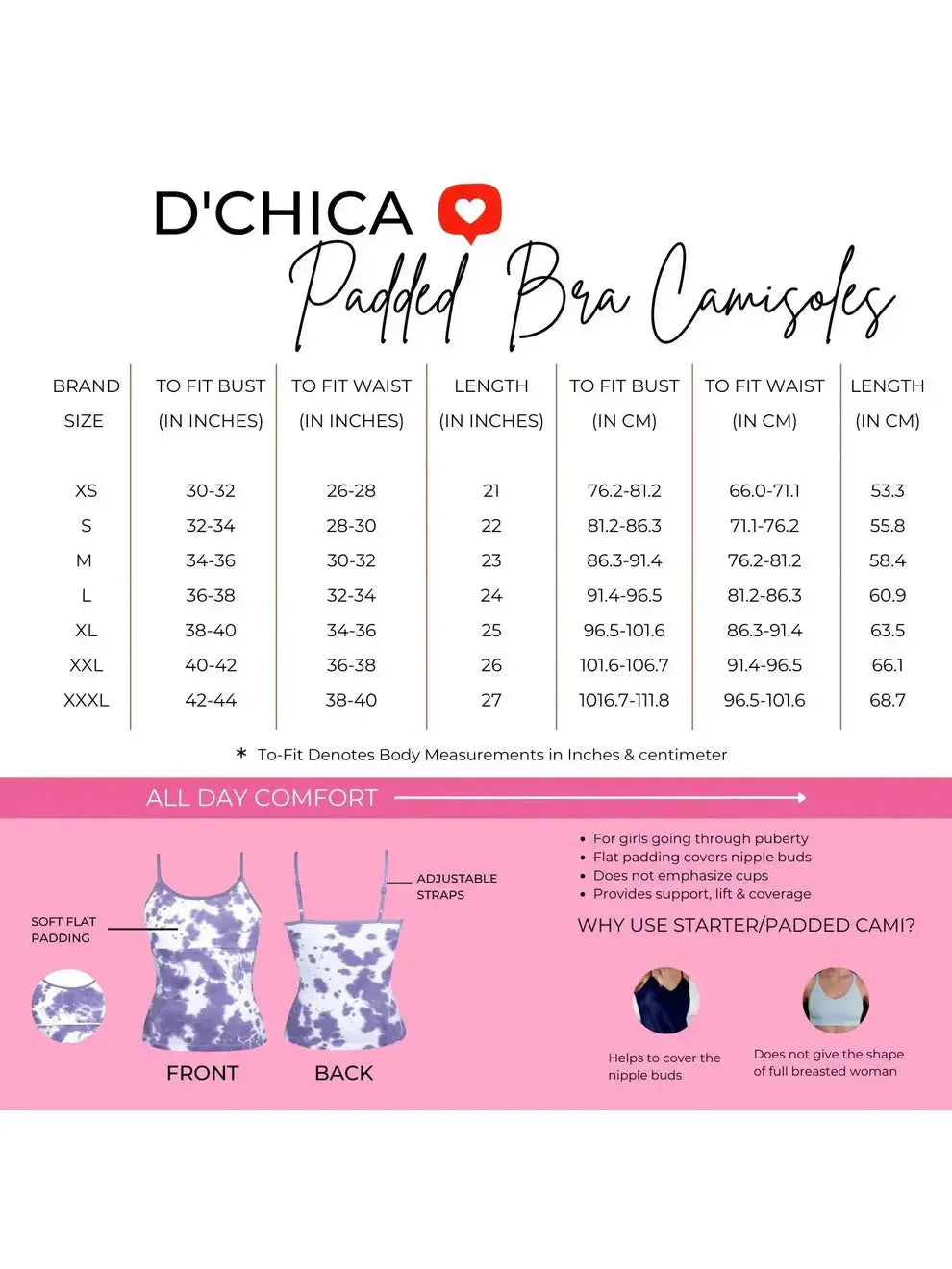 D'chica Essentials Solid colour  Foam Padded with Adjustable Straps High Coverage Cotton Camisole Bra for Women |Skin,White, Gray & Black | Pack of 4 D'chica