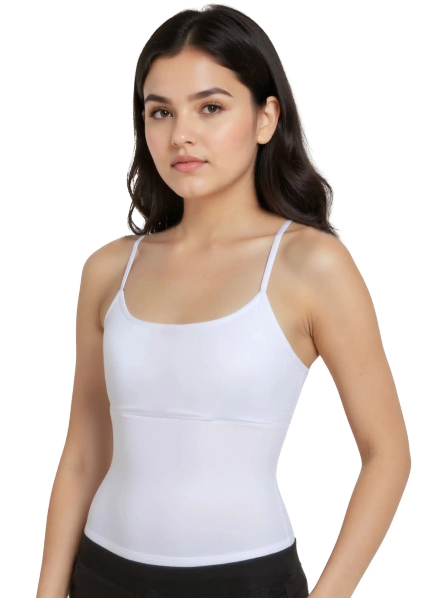 D'chica Essentials Solid colour  Foam Padded with Adjustable Straps High Coverage Cotton Camisole Bra for Women |Skin,White, Gray & Black | Pack of 4 D'chica