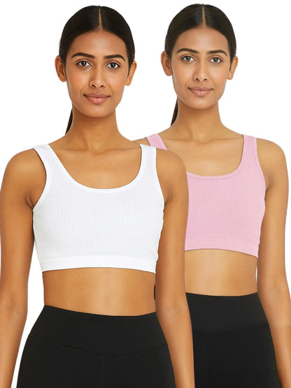 D'chica Essentials Thermal Padded Bra for Women | White & Pink Comfort Meets Elegance | pack of 2 D'chica