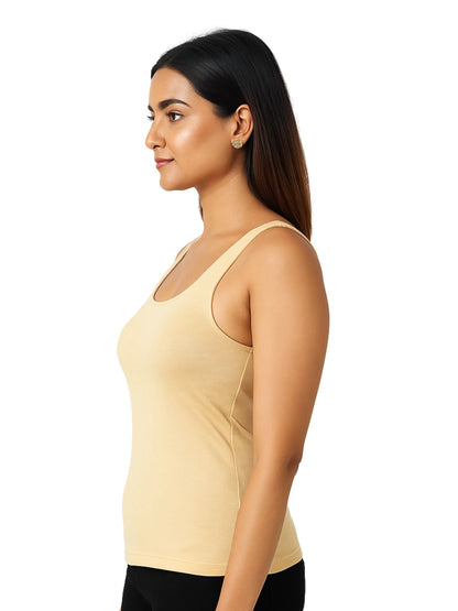 D'chica Essentials Women's Skin Padded Tank Top| Soft & Supportive Fit for Daily Wear | Pack of 1 D'chica