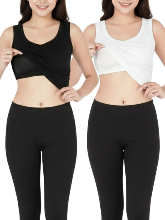 D’chica Essentials Women’s White & Black Padded Tank Top| Soft & Supportive Fit for Daily Wear | Pack of 1 D'chica