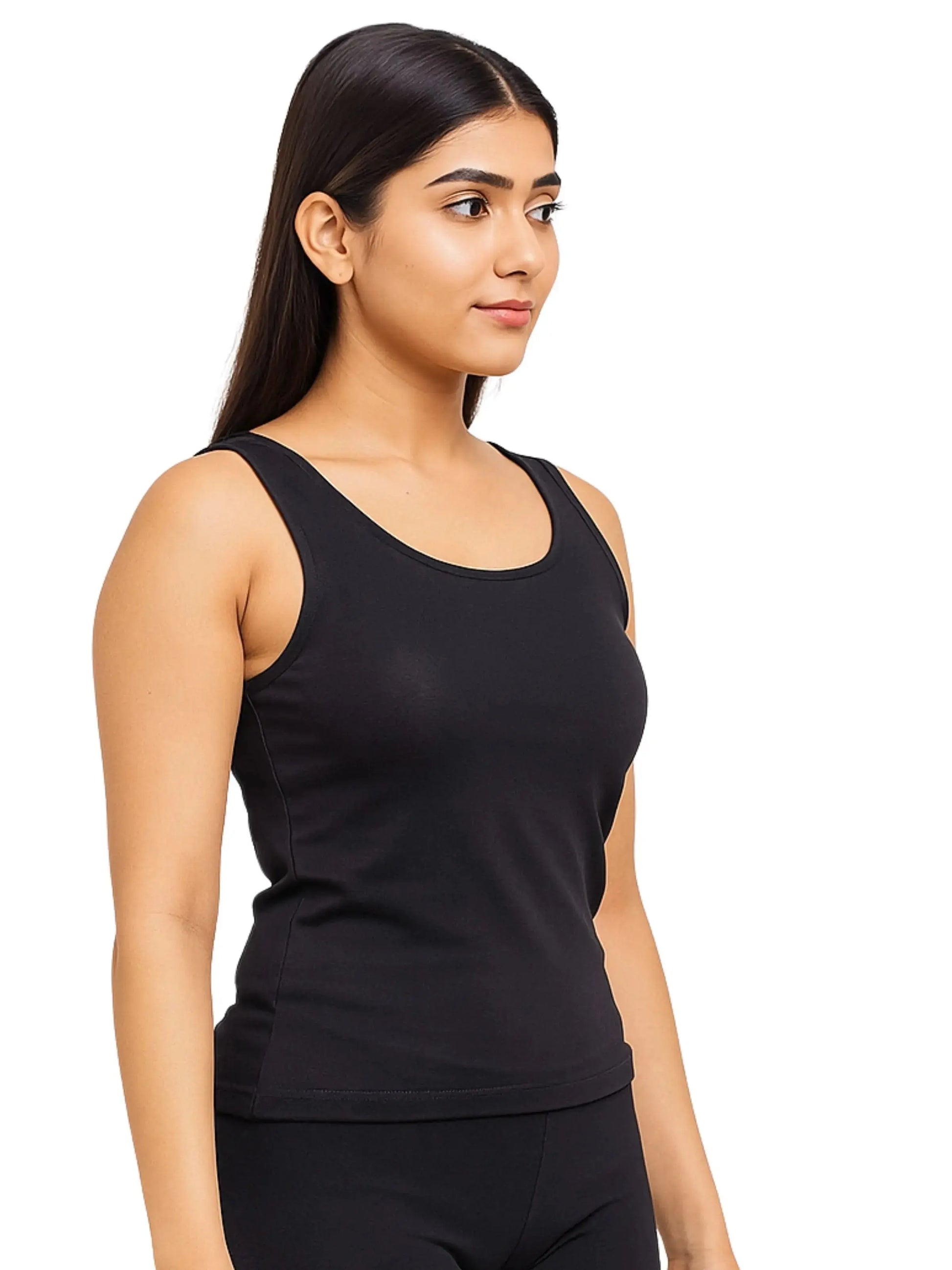 D’chica Essentials Women’s White & Black Padded Tank Top| Soft & Supportive Fit for Daily Wear | Pack of 1 D'chica