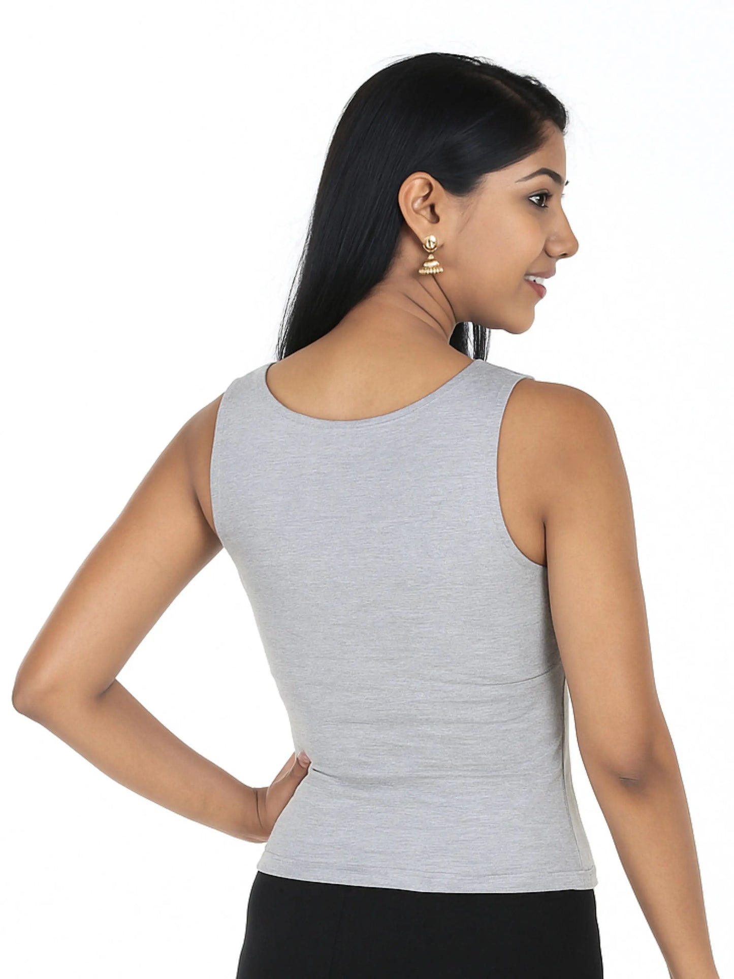 D’chica Essentials Women’s White & Gray Padded Tank Top| Soft & Supportive Fit for Daily Wear | Pack of 1 D'chica