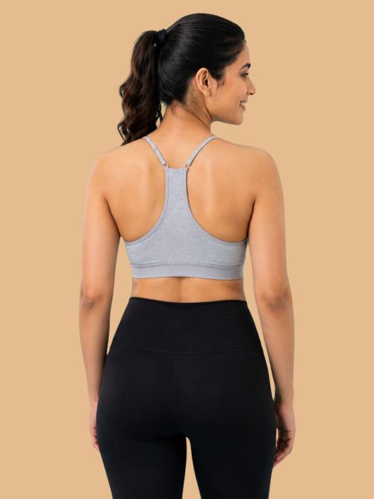 Pack of 2 | Super Saver Everyday V-Neck Bra in Grey & White with Removable Padding & Adjustable Straps | Dchica Essentials