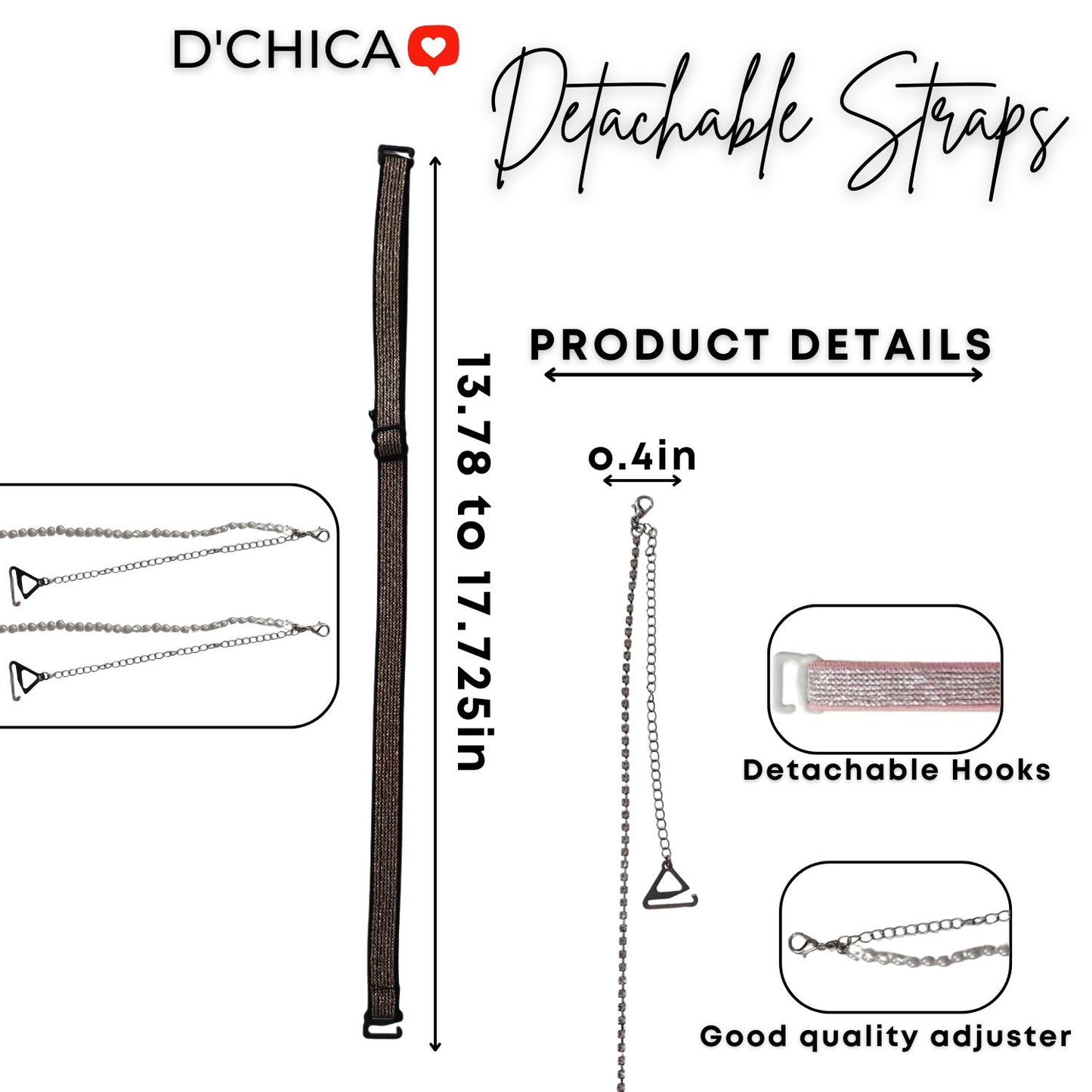 D’chica Essentials Pack Of 3 Bra Strap, Stocking & Bra Pads Combo | Everyday Comfort & Styling Innerwear Kit for Women