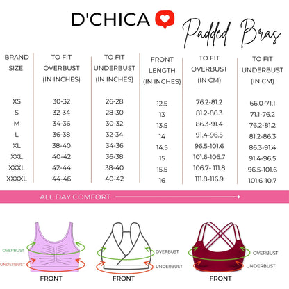 Pack of 4 Broad Strap Cotton Gym Bra for Womens  | Removable Pads | Elasticated Underbrand | Good Support | Full Coverage  | Multicolour Sports Bra Dchica Essentials