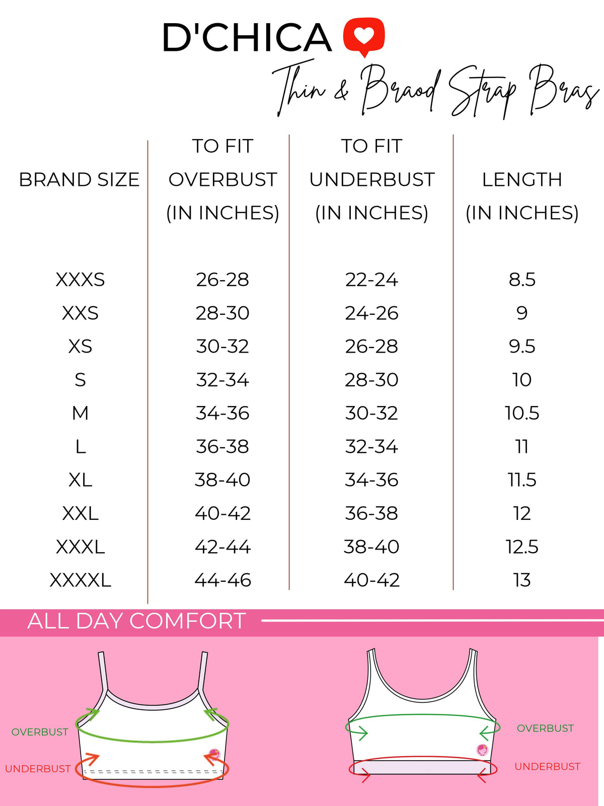 Pack of 4 | Double Layer | Broad Strap | Cotton Comfort | Non-Padded | Solid | D'CHICA Essentials | Sports Bra