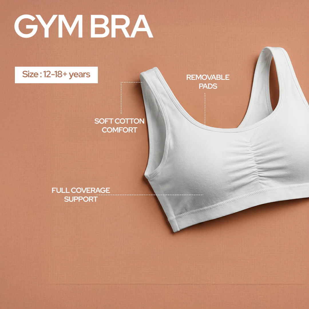 Pack of 4 | Broad Strap | Cotton Comfort | Removable Pads | Elasticated Underband | Good Support | Full Coverage | Multicolour | D'CHICA Essentials | Gym Bra – | Dchica Essentials