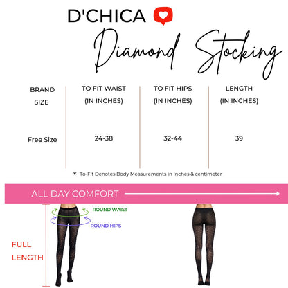 Pack of 1 | Stylish & Comfortable Everyday Wear | Diamond Stockings for Women | Dchica Essentials