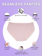 Seamless Hipster Panties For Women And Girls | Cotton Crotch & No Visible Panty Lines | Full Coverage Panties Set of 2 In Assorted Colours