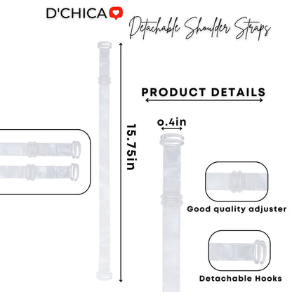 Pack of 2 | Durable Straps for Bra | Transparent Adjustable Bra Strap | Dchica Essentials