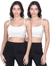 Double-layer Thin Strap Cotton Sports Bra | Non Padded Bra For Young Women | Solid White Bra Pack of 2