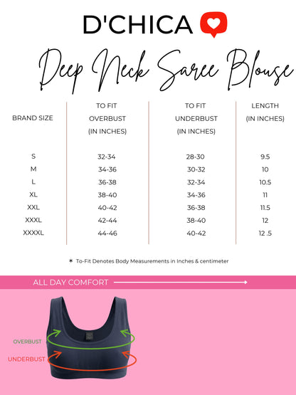 Pack of 2 Deep neck Padded Saree Blouse for Women | Wire-Free | Viscose Spandex | Full Coverage