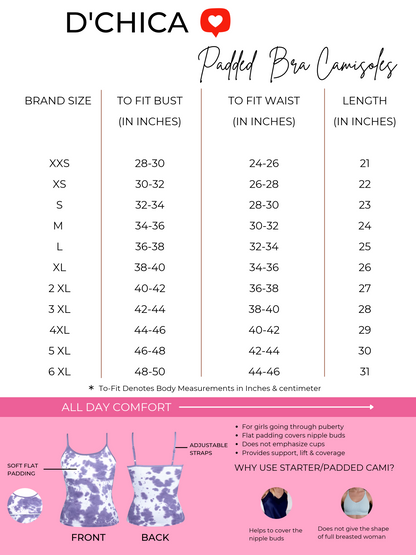 Pack of 1 | Cotton Cup Padded Camisole Bra in Pink with High Coverage & Adjustable Straps