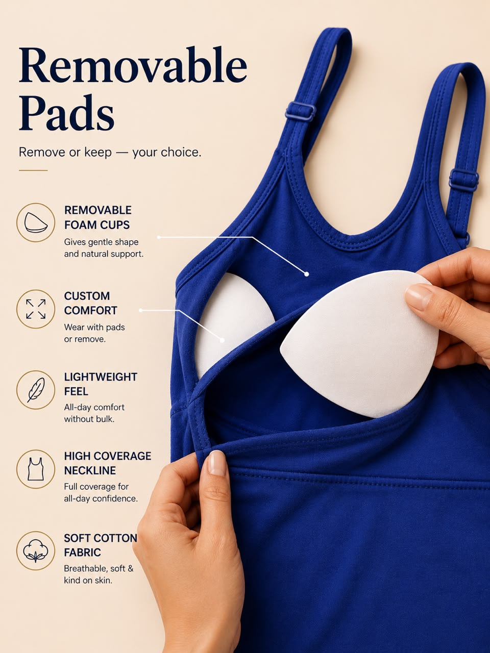 Pack of 2 | Cup Padded High Coverage Cotton Camisole Bra with Adjustable Straps in White & Black | Dchica Essentials