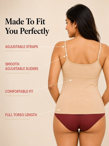 Pack of 2 | Cup Padded High Coverage Cotton Camisole Bra with Adjustable Straps in White & Black | Dchica Essentials