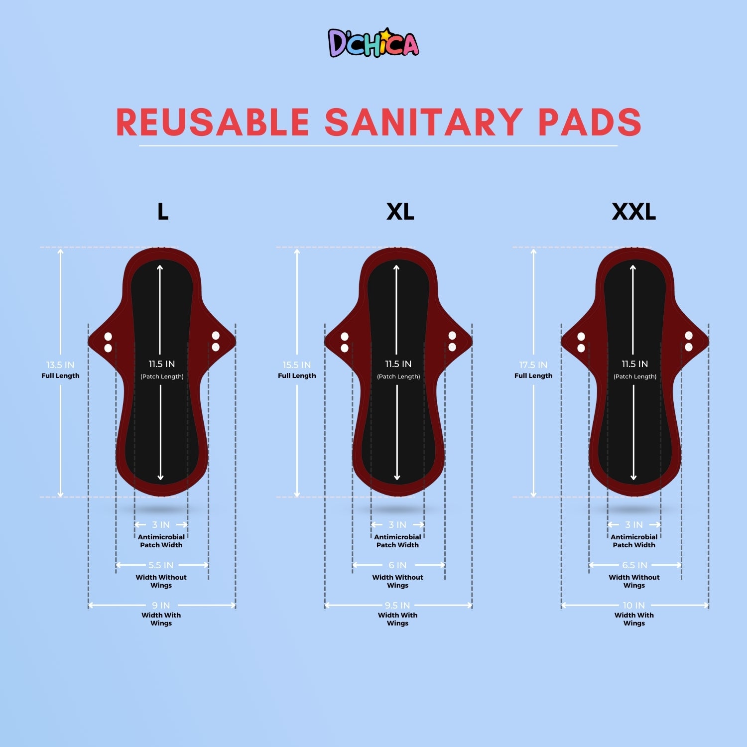 Reusable Sanitary Pads Cotton Cloth Pads With Antimicrobial Lining