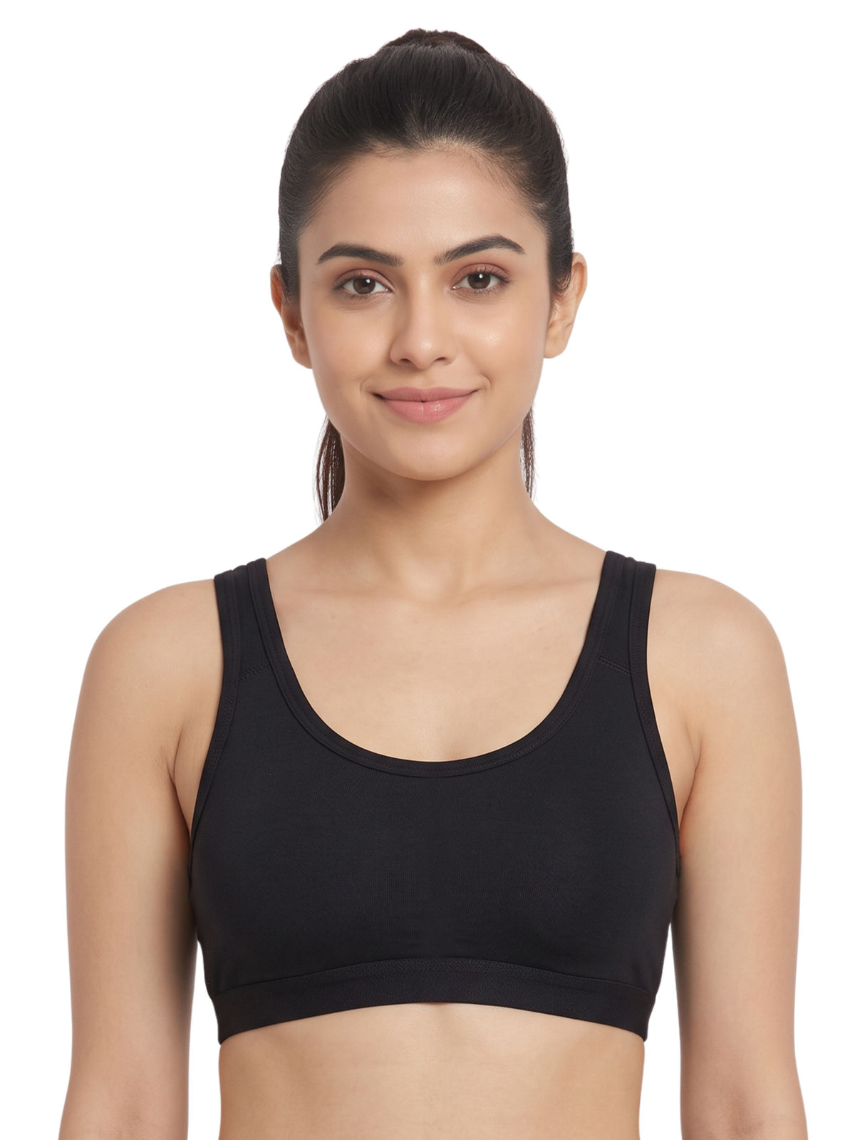 Pack of 2 Women's Cotton Padded Wire-Free Back Open Bra with Removable Pads | Black & White Colour Everyday T-Shirt Bra