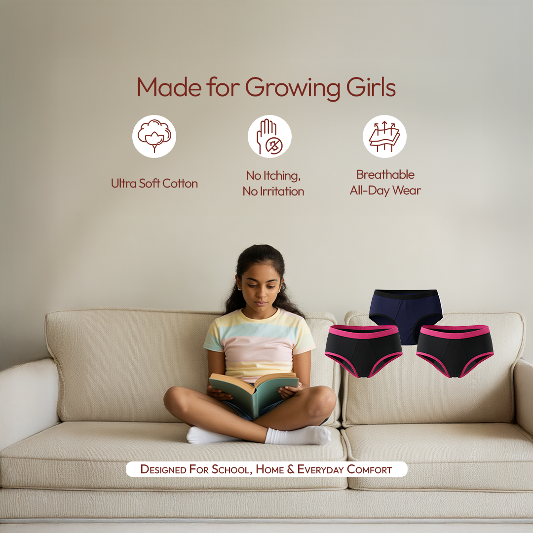Pack of 3 | No Pad Needed | Leakproof | Rash-Free | Reusable | Solid Assorted | D'CHICA Essentials | Period Panties – | Dchica Essentials