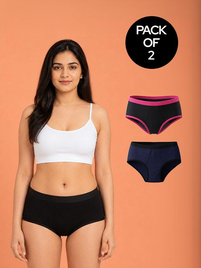 Pack of 2 | No Pad Needed | Rash Free | Leakproof | Reusable | Assorted Colour Period Panties | Dchica Essentials