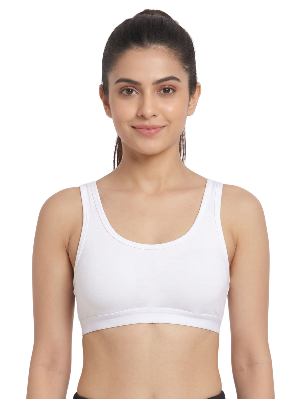 Pack of 2 Women's Cotton Padded Wire-Free Back Open Bra with Removable Pads | Black & White Colour Everyday T-Shirt Bra