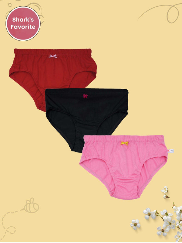 Black, Red & Pink Full Coverage Cotton Hipster Panties | Pack of 3 - D'chica